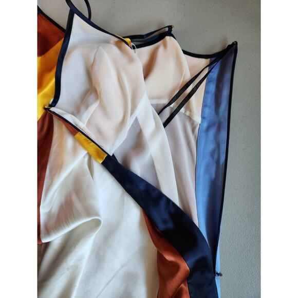 NWT Tory Burch Sasha Color-Block Silk Crepe De Chine Maxi Dress Sz 10 #2B502 - Picture 11 of 12